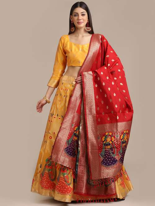 women self design semi-stitched lehenga choli set - 18447971 - Very Small Image - 1