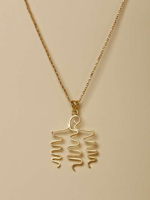 gold plated statement wavy necklace - 18449913 - Very Small Image - 1