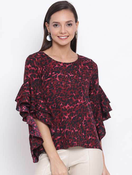 women's straight round neck top - 18450212 - Very Small Image - 1