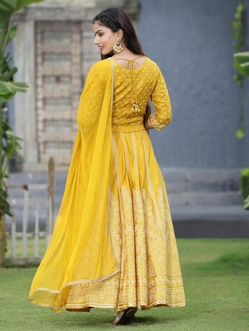 yellow foil print stitched flared lehenga choli set with dupatta - 18458840 - Standard Image - 2