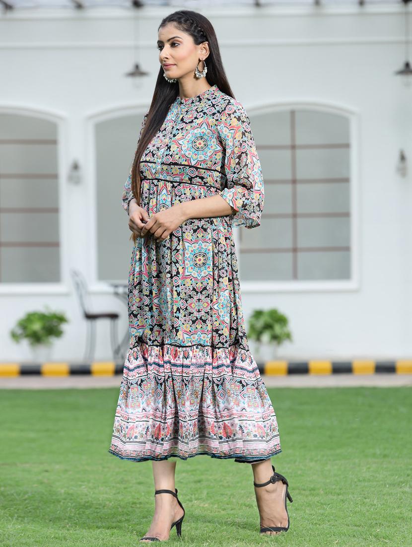 printed tiered ethnic dress - 18465707 - Standard Image - 2