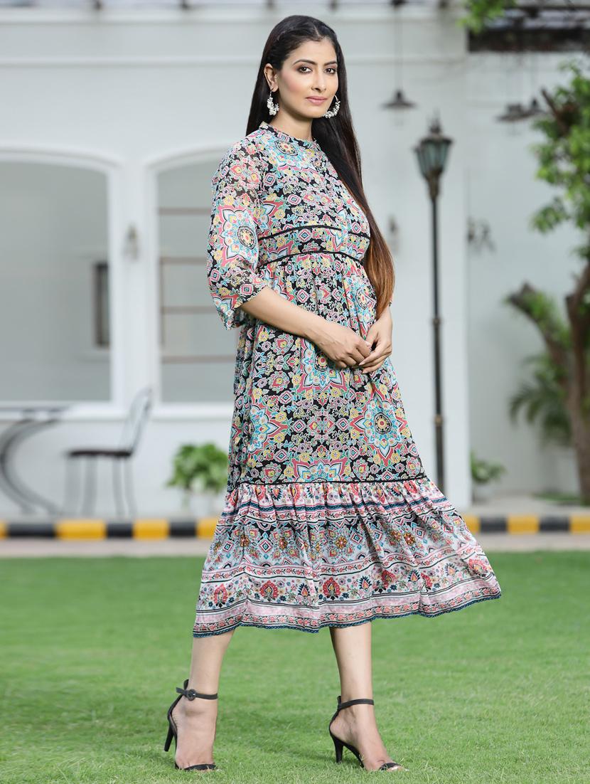 printed tiered ethnic dress - 18465707 - Zoom Image - 3