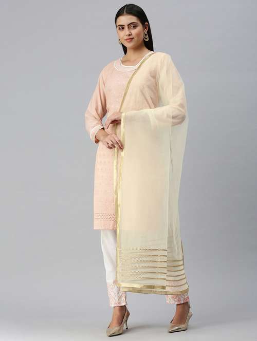 off white gotta patti net dupatta - 18468970 - Very Small Image - 1