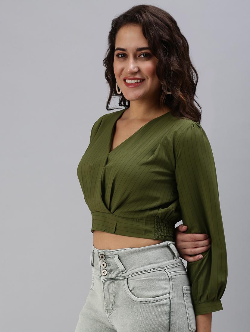 women's blouson v neck top - 18469840 - Standard Image - 2