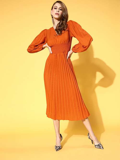 women's fit & flare solid dress - 18472575 - Very Small Image - 1