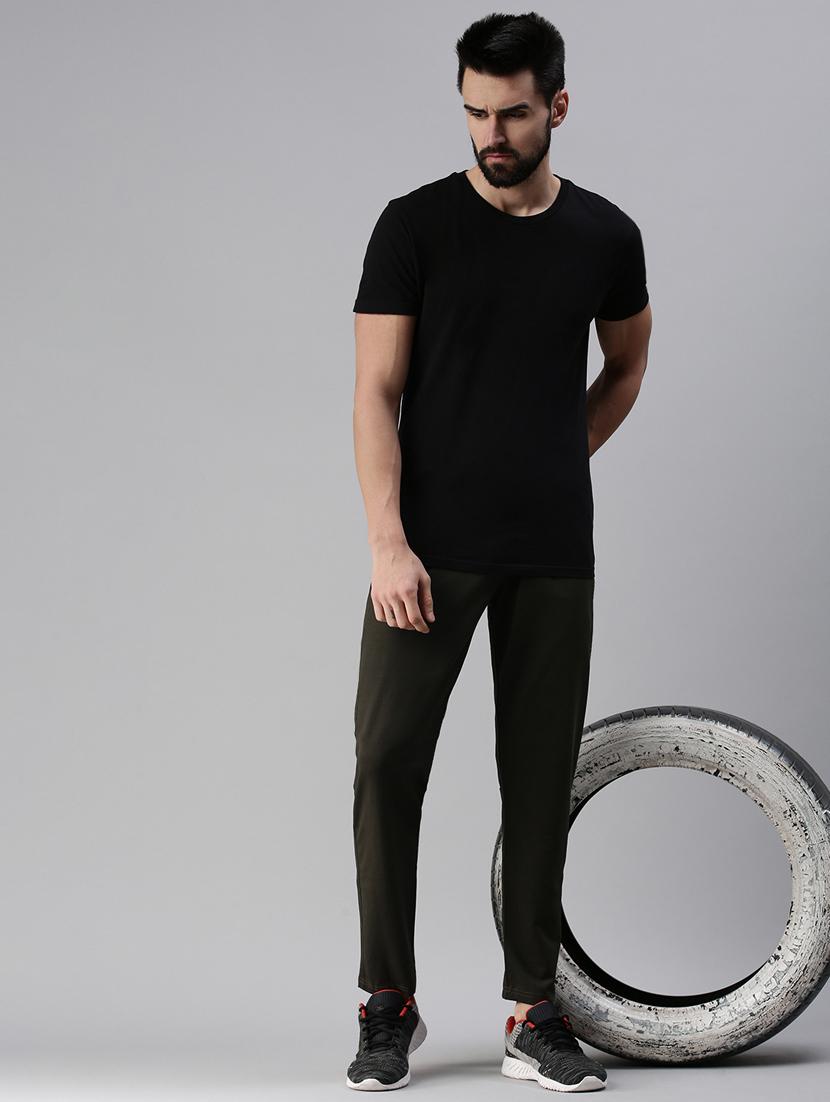 olive green solid track pant - 18476612 - Zoom Image - 3