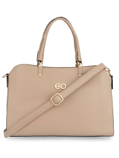 beige solid regular handbag - 18482236 - Very Small Image - 1