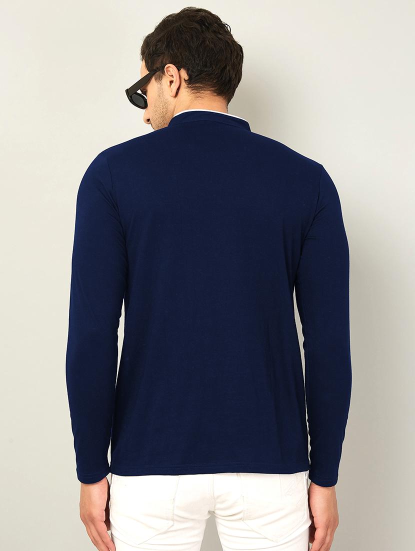 navy blue solid casual t-shirt - 18507472 - Zoom Image - 2