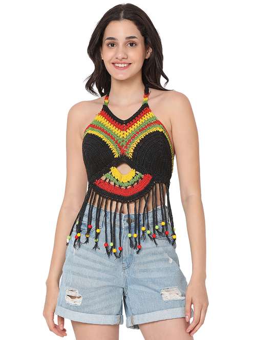tie back crochet crop top - 18526226 - Very Small Image - 1
