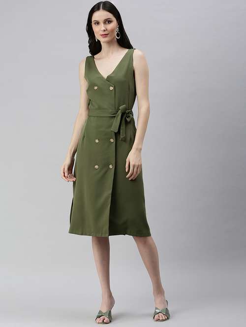 women's wrap solid dress - 18530378 - Very Small Image - 1