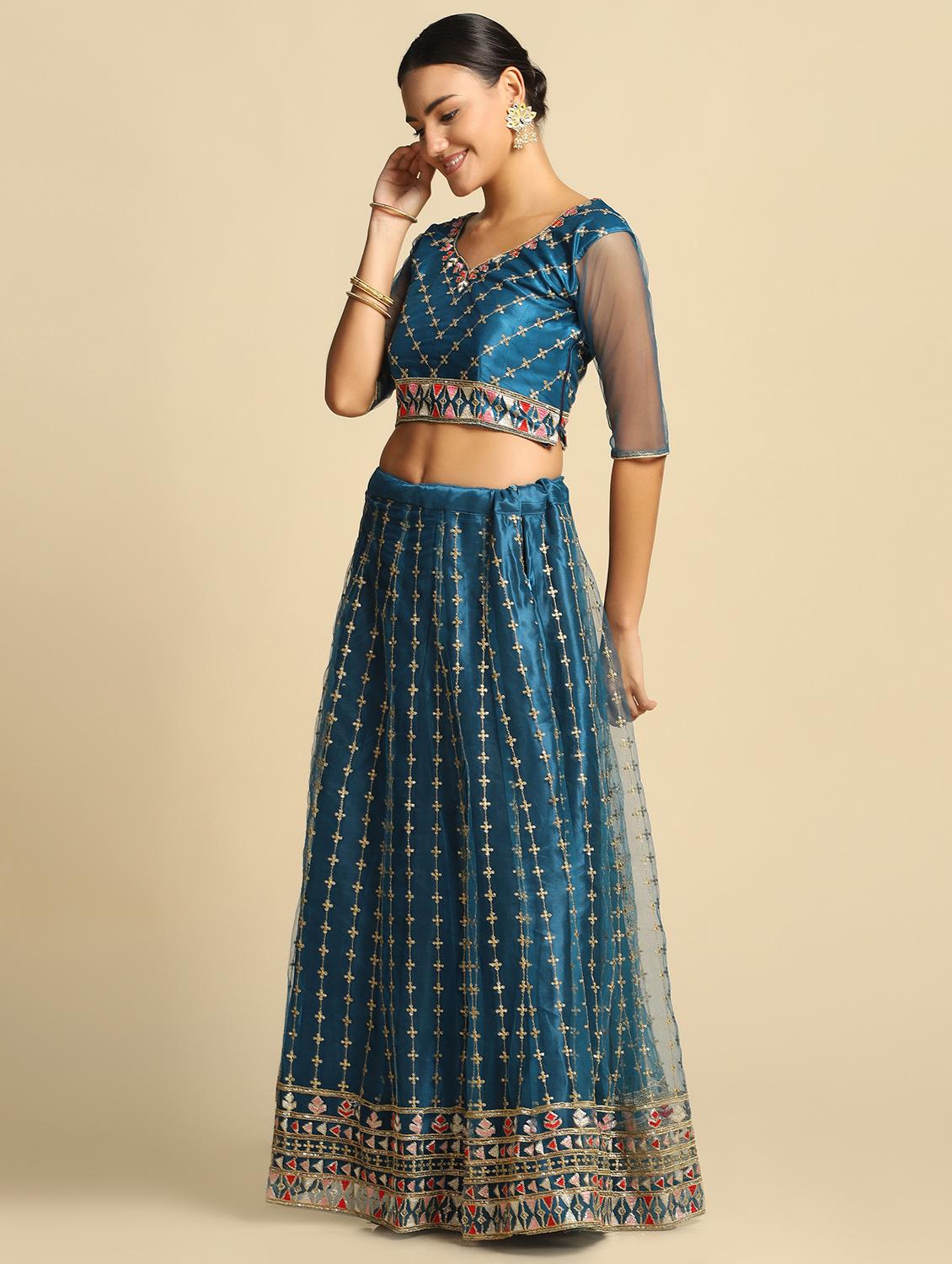 embroidered semi-stitched lehenga choli with dupatta - 18531616 - Standard Image - 2