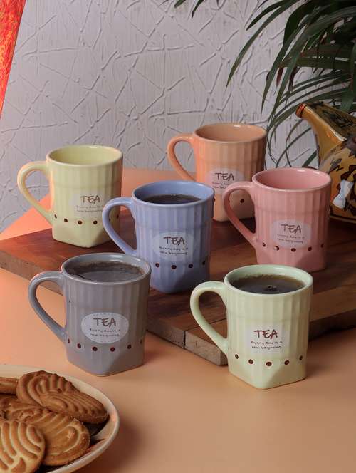 cdi coffee printed multi colour tea cups set of 6 - 18538351 - Very Small Image - 1