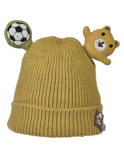 teddy with foot ball design warm baby cap - 18565103 - Very Small Image - 1