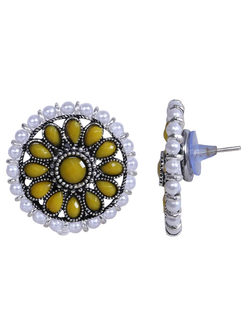 multi colored silver plated studs earring - 18570348 - Zoom Image - 3