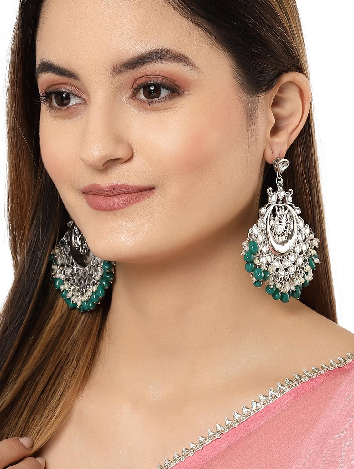 silver plated chandbali earring - 18633216 - Standard Image - 3