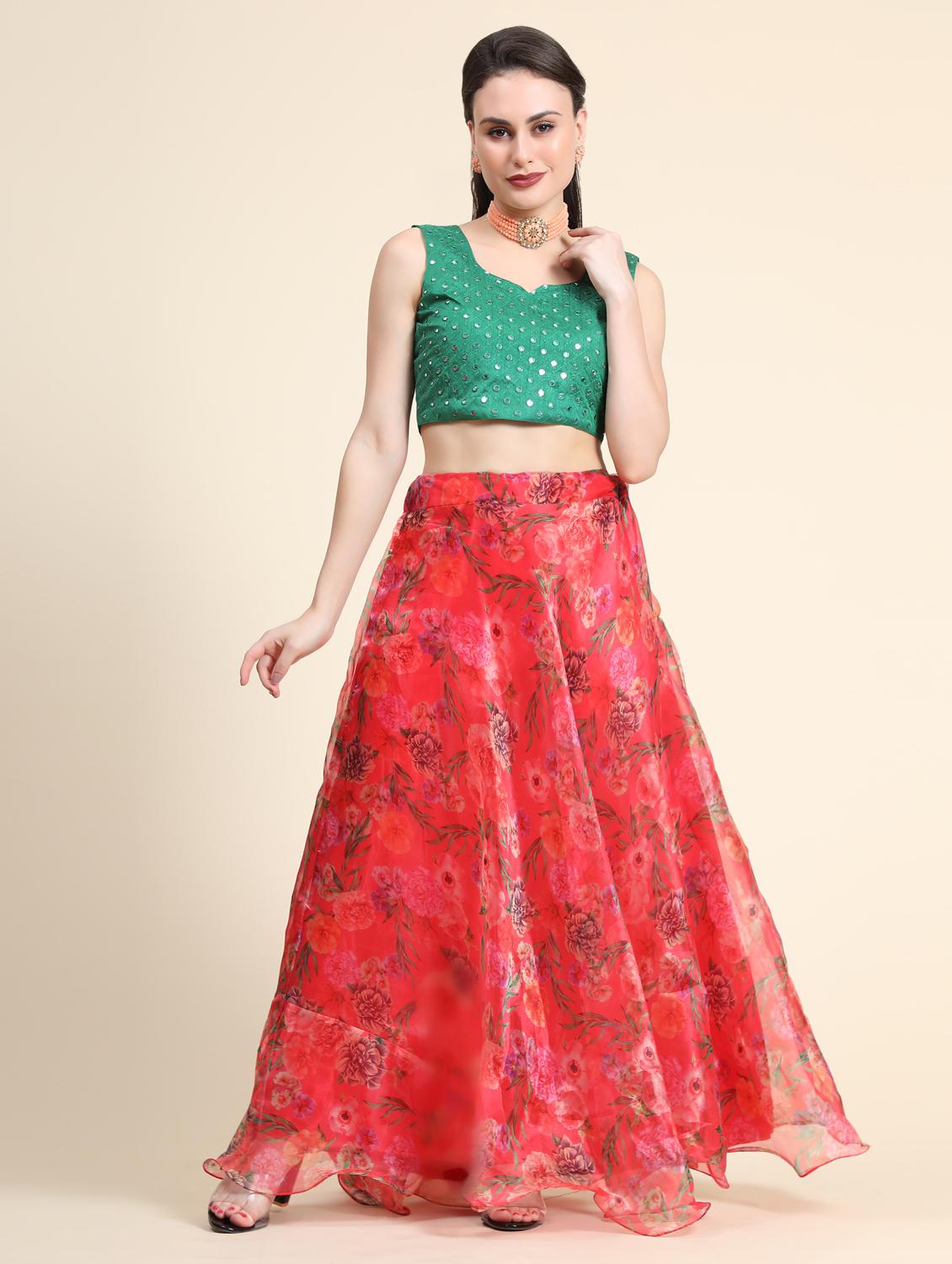 floral printed lehenga with dupatta - 18651040 - Zoom Image - 2