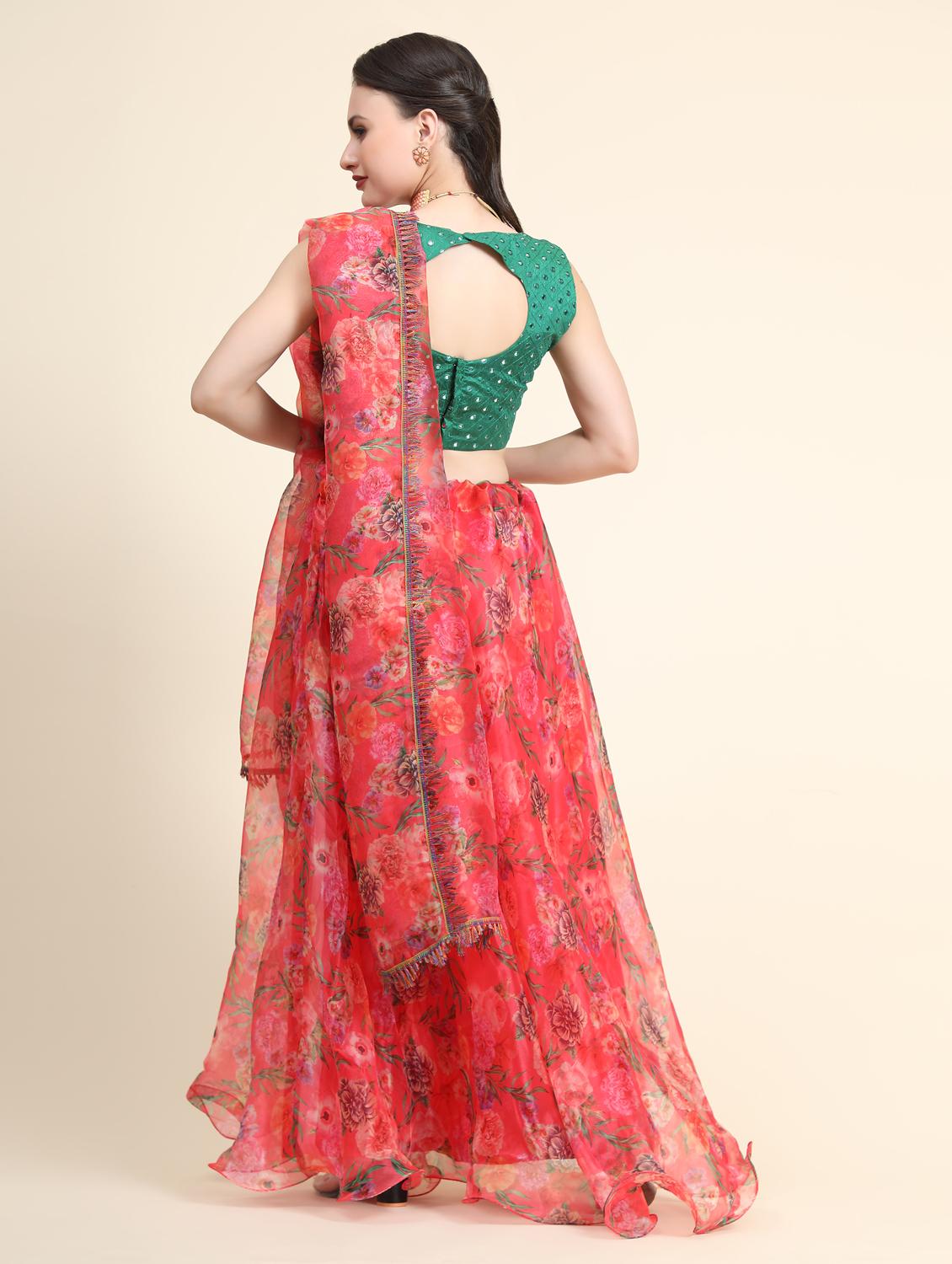 floral printed lehenga with dupatta - 18651040 - Zoom Image - 3