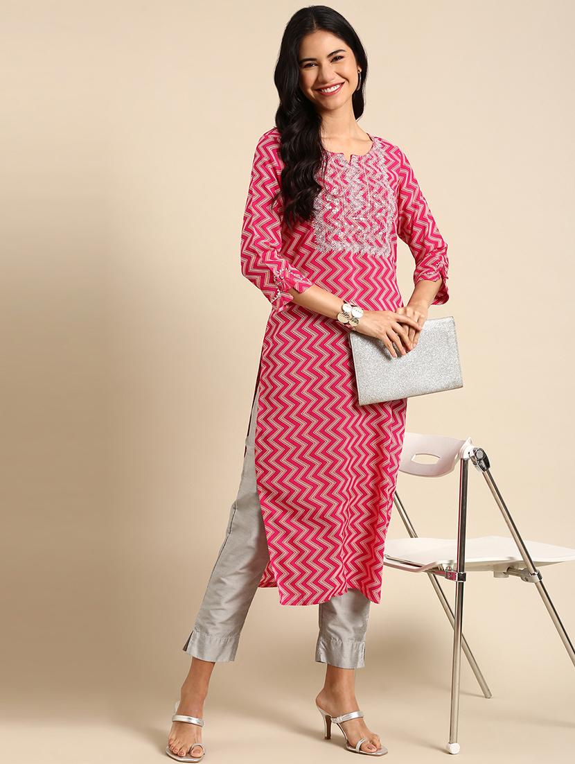women's straight kurta - 18682976 - Standard Image - 2
