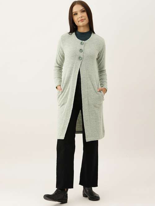 round neck solid wool cardigan - 18765256 - Very Small Image - 1