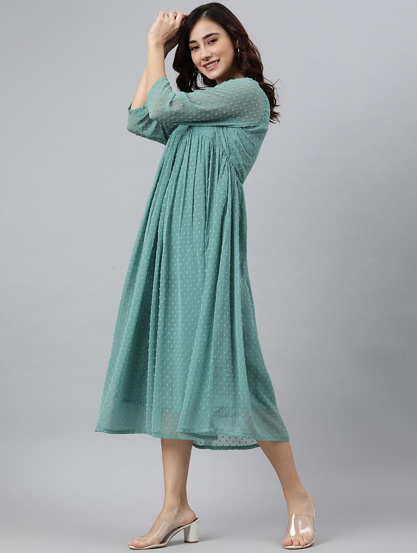 women's fit & flare self design dress - 18765334 - Standard Image - 2