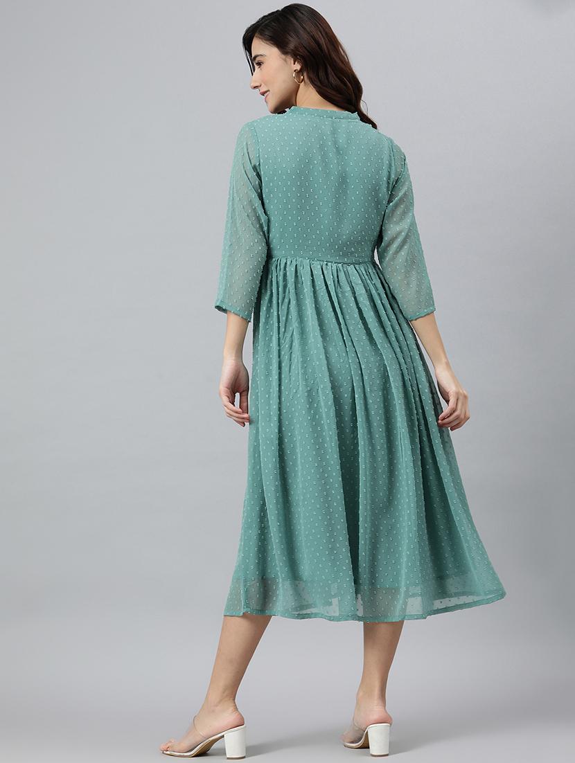 women's fit & flare self design dress - 18765334 - Standard Image - 3