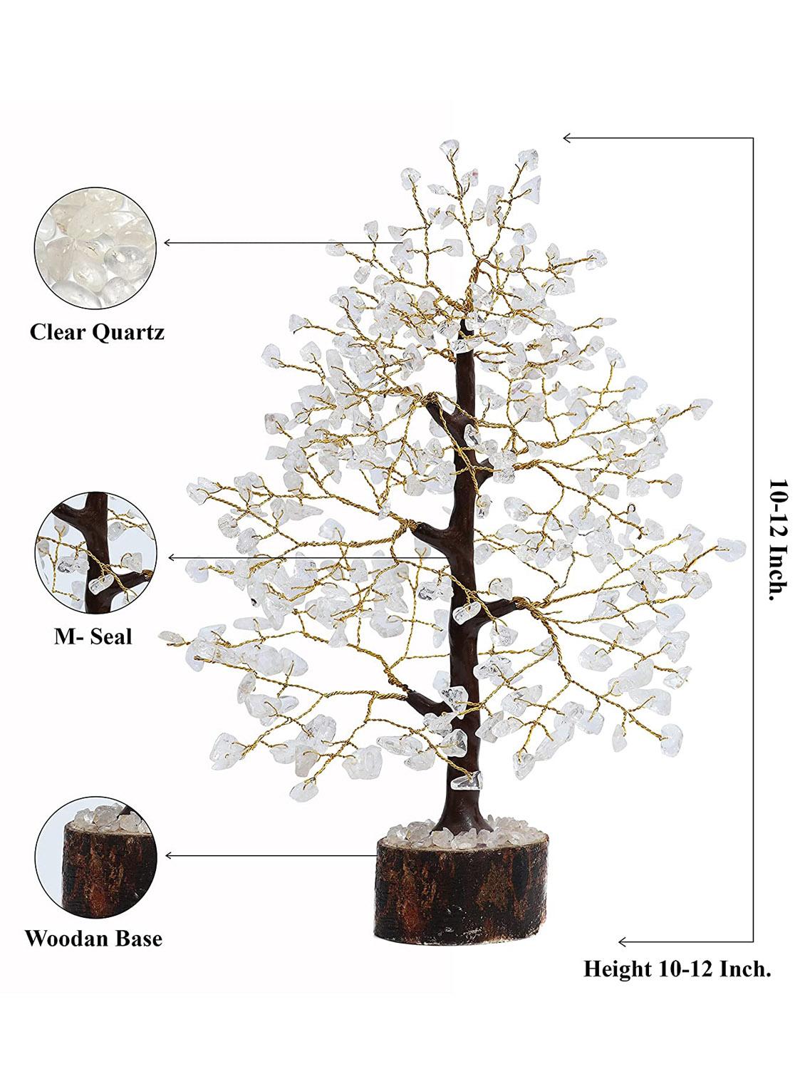 clear quartz stone vastu good fortune crystal tree wooden base for home/office décor for gift - 300 beads - 18802201 - Zoom Image - 3