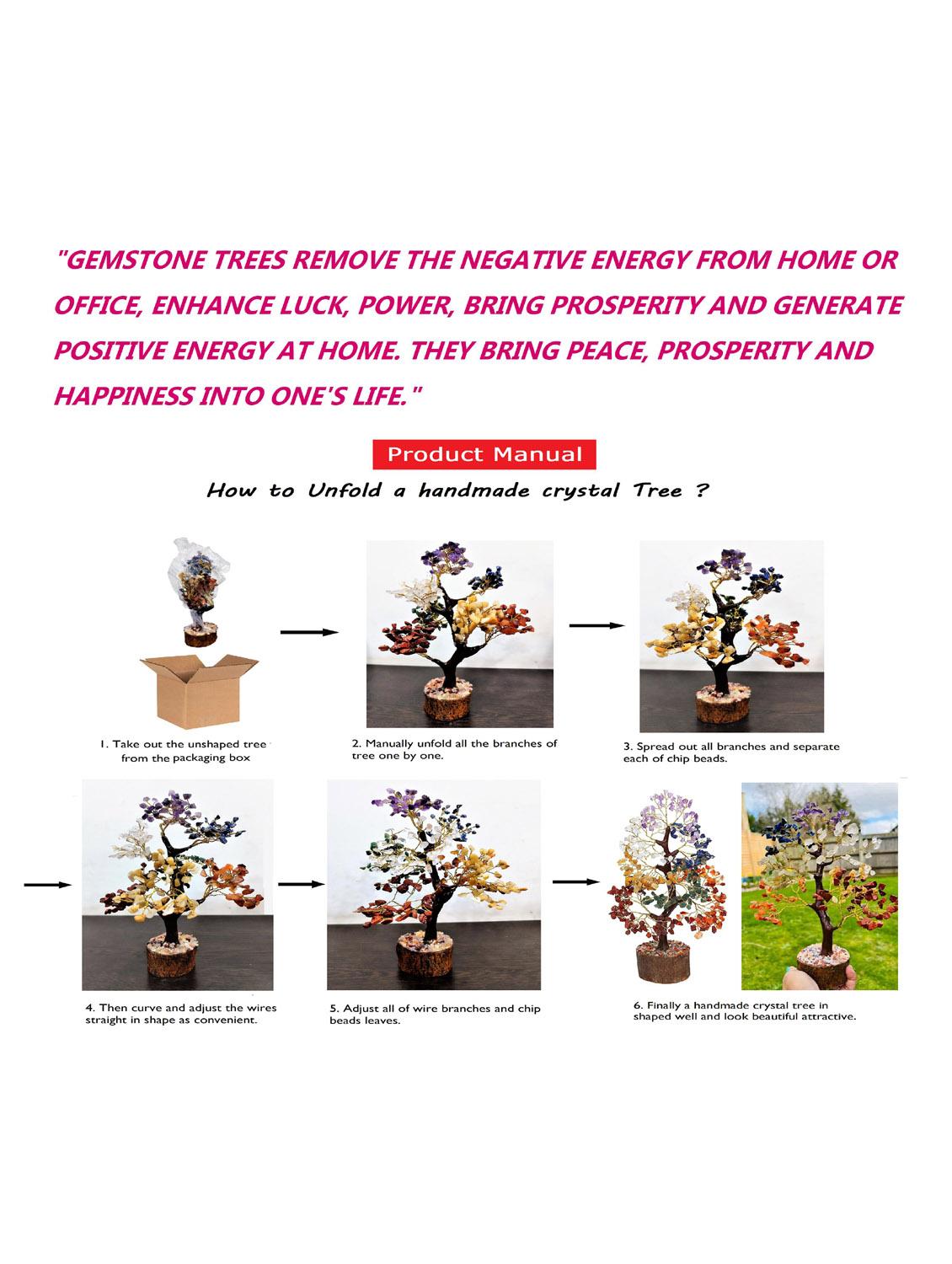 clear quartz stone vastu good fortune crystal tree wooden base for home/office décor for gift - 300 beads - 18802201 - Zoom Image - 5