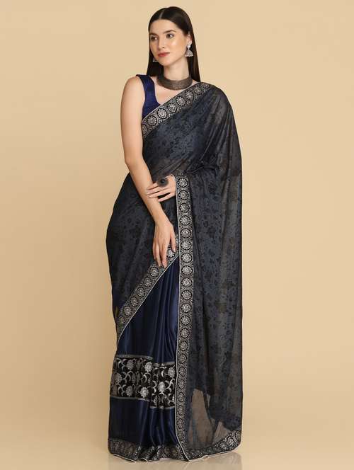 women's embroidered saree with blouse - 18823282 - Very Small Image - 1