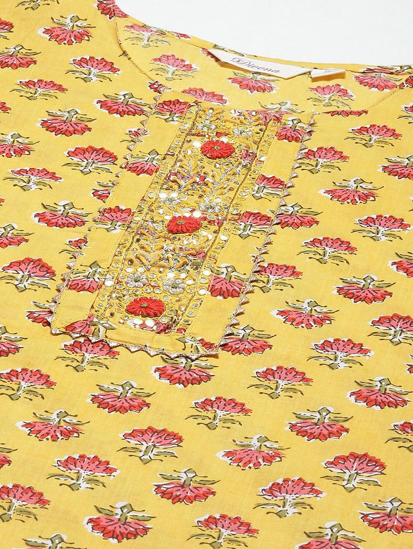 yellow coloured printed kurta pant set - 18886803 - Standard Image - 5