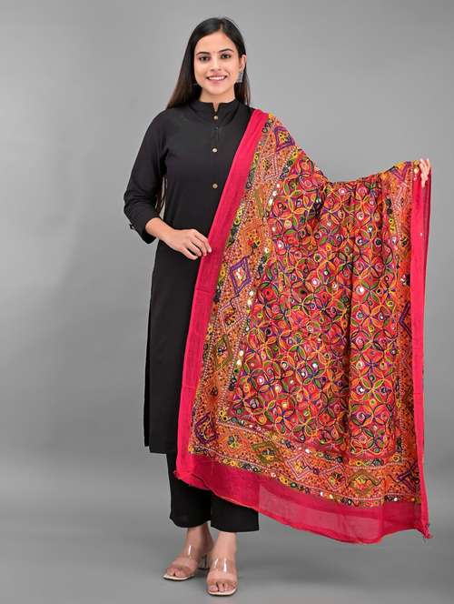 self design embroidered dupatta - 18906649 - Very Small Image - 1