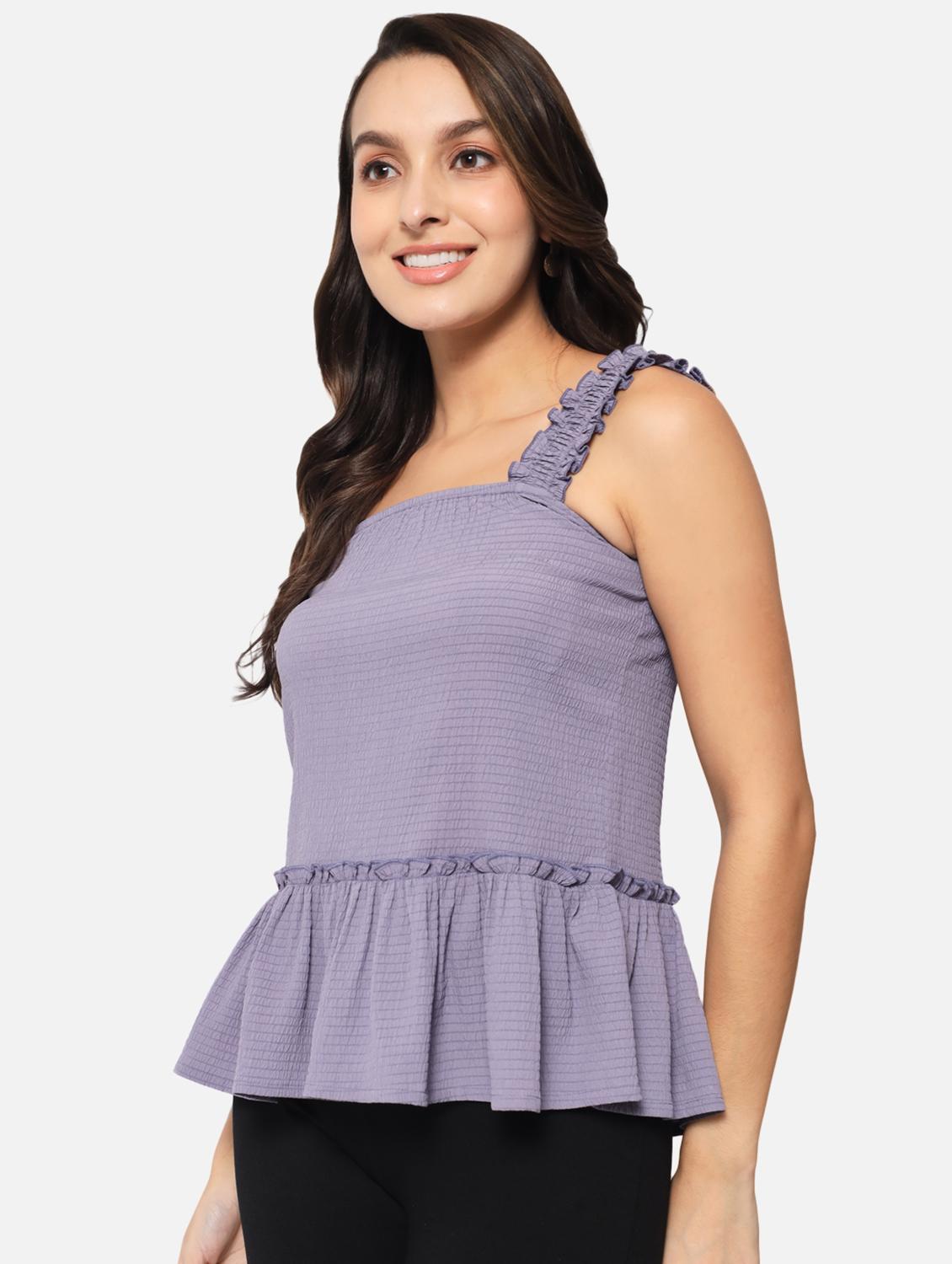 women's peplum shoulder strap top - 19086803 - Zoom Image - 2
