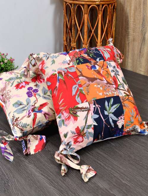 indhome life pure cotton 16x16inches reversible decorative tassels patch work cushion  - 19088993 - Very Small Image - 1