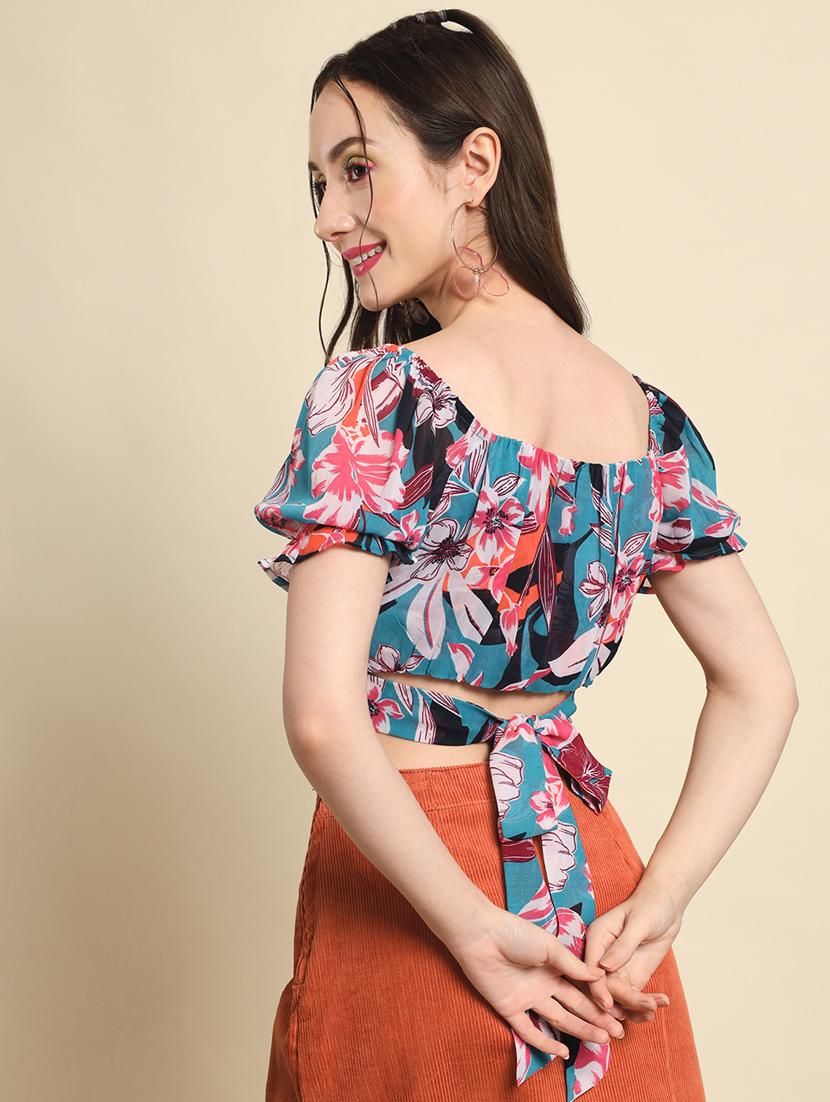 women's blouson round neck top - 19102187 - Standard Image - 2