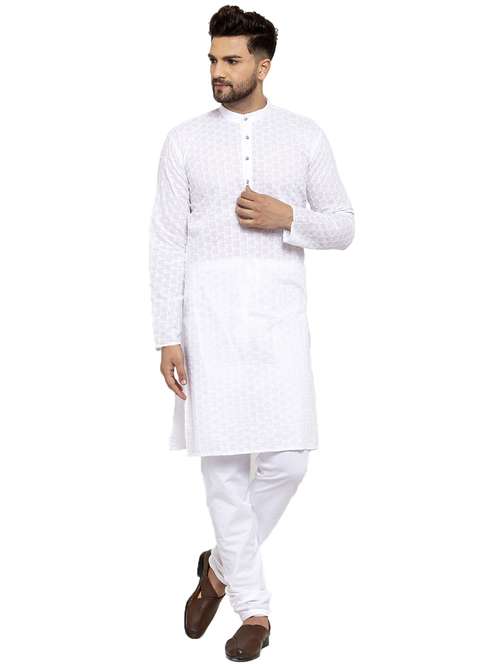 men embroidered mandarin neck kurta pyjama set - 19148198 - Very Small Image - 1