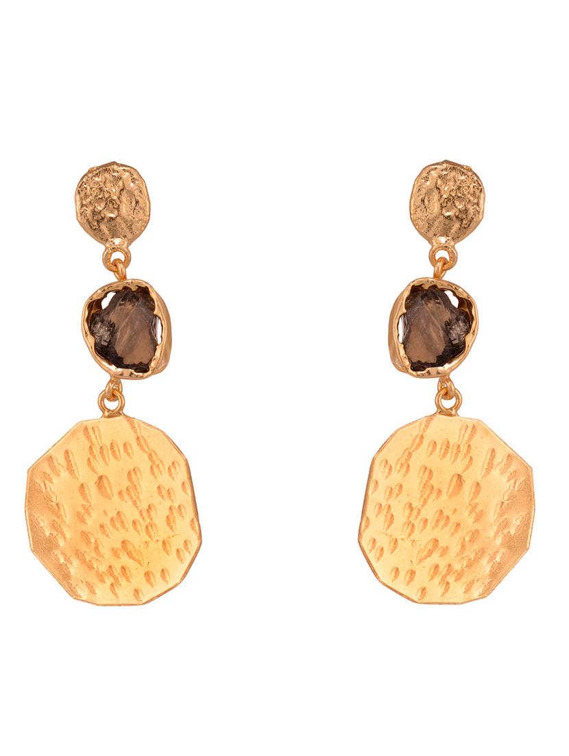 gold plated contemporary handcrafted drop earrings - 19180064 - Zoom Image - 2