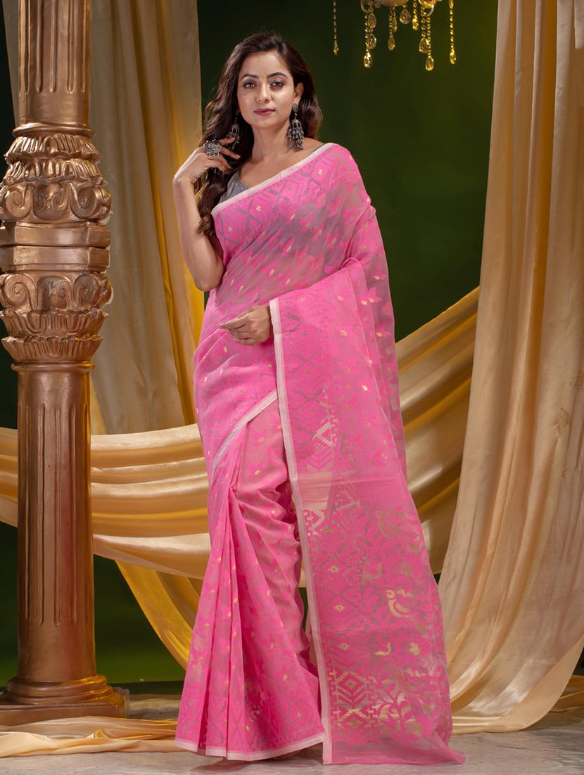 women's self design pink colored saree - 19193399 - Zoom Image - 2