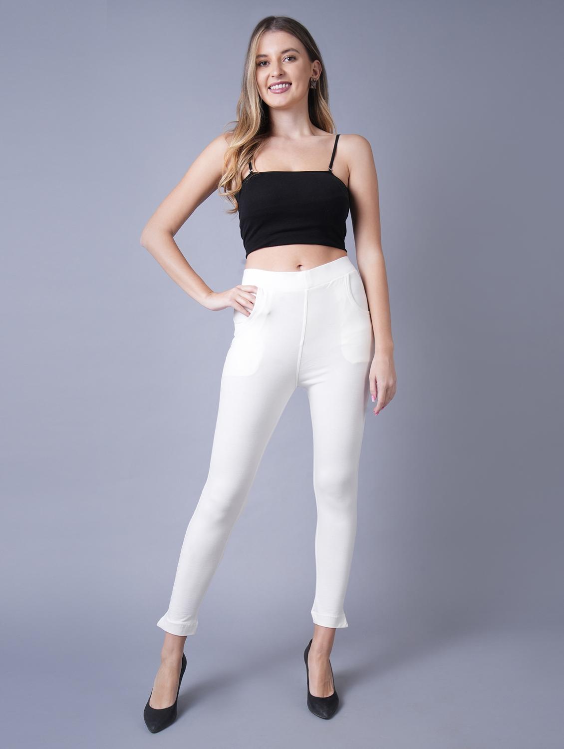 white solid cotton legging - 19214746 - Standard Image - 3