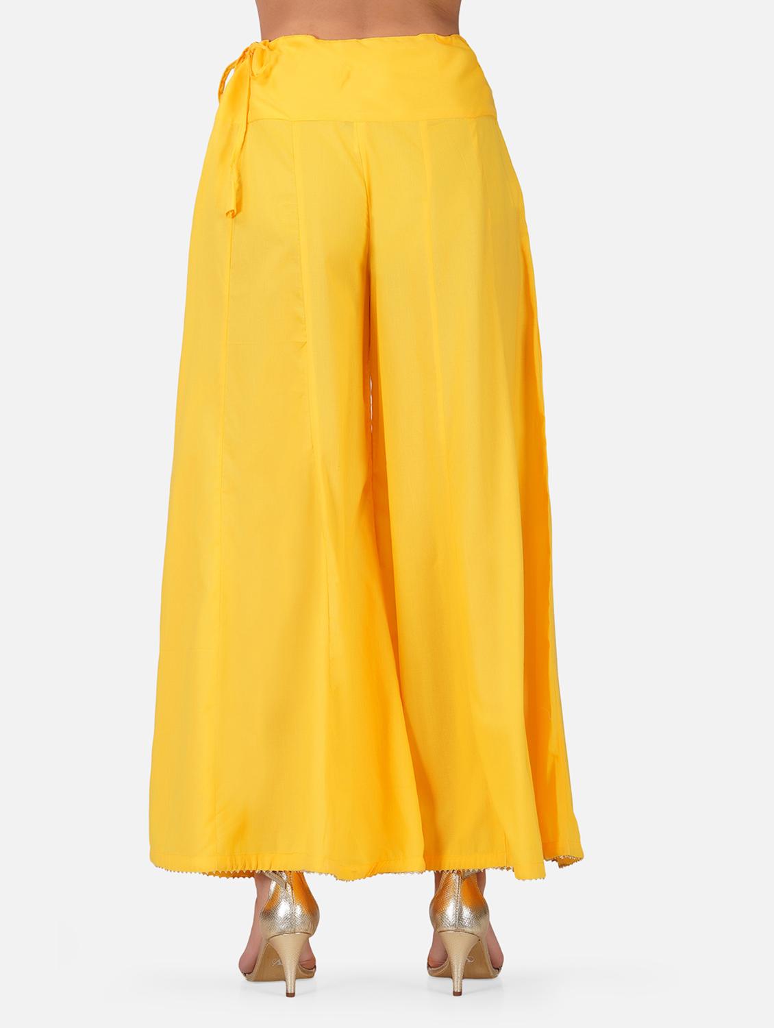 yellow cotton palazzos - 19219620 - Zoom Image - 3