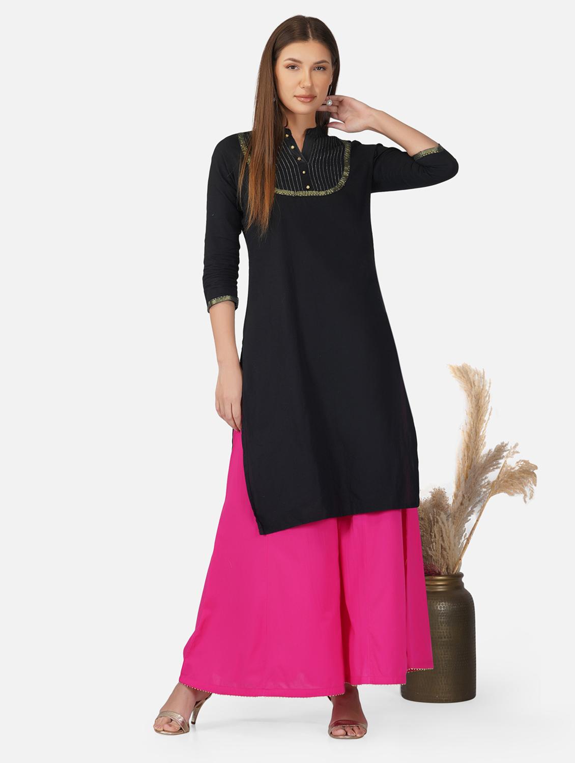 pink cotton palazzos - 19219624 - Standard Image - 3
