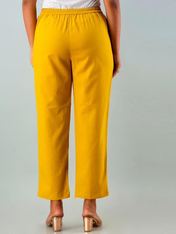 yellow solid pleated trouser - 19225475 - Zoom Image - 2