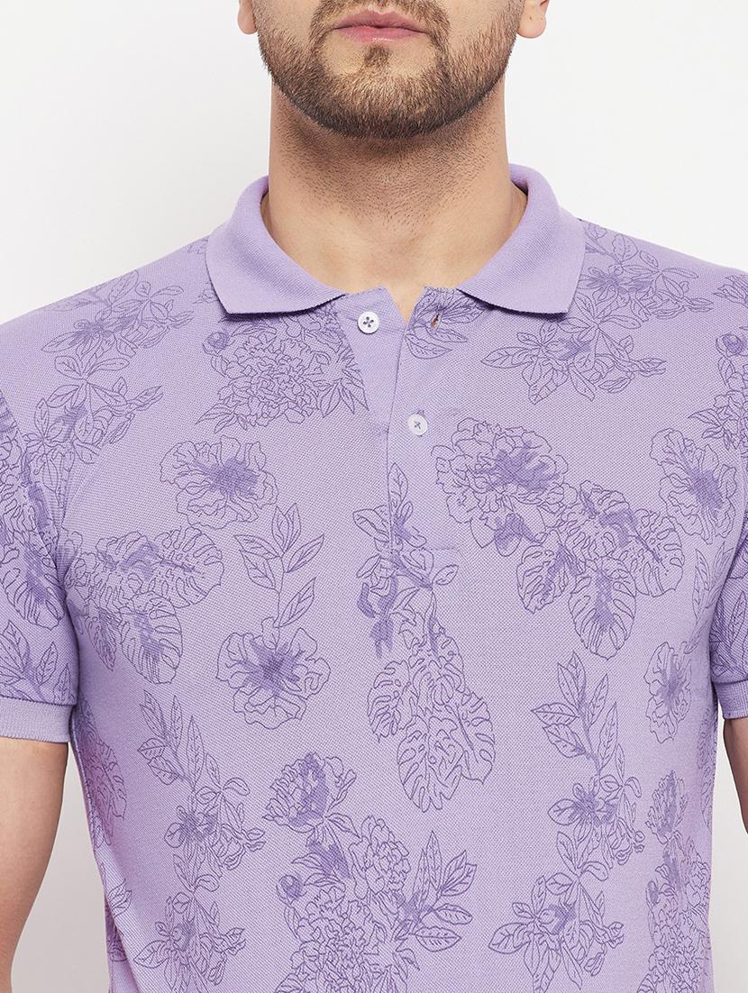 men purple regular fit floral printed t-shirt - 19225513 - Zoom Image - 4