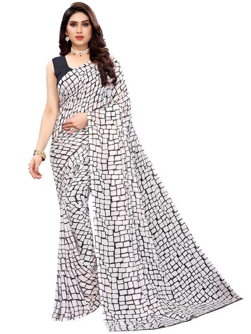 printed bollywood saree with blouse - 19261411 - Very Small Image - 1