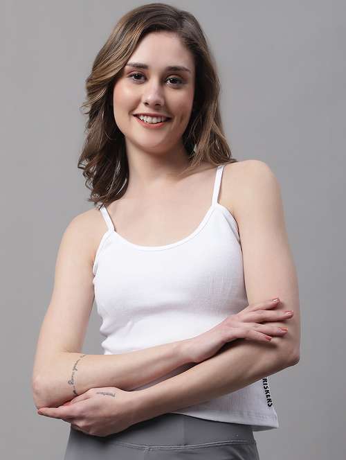 women's white shoulder strap top - 19313775 - Very Small Image - 1