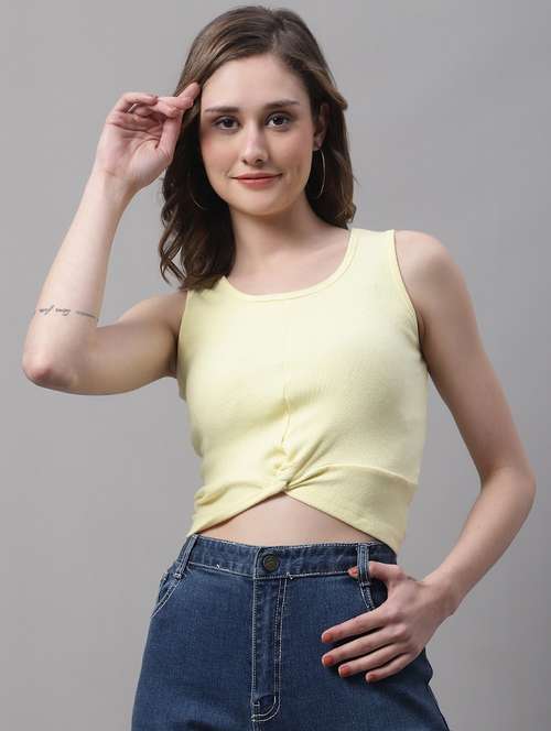 women's crop round neck top - 19313781 - Very Small Image - 1