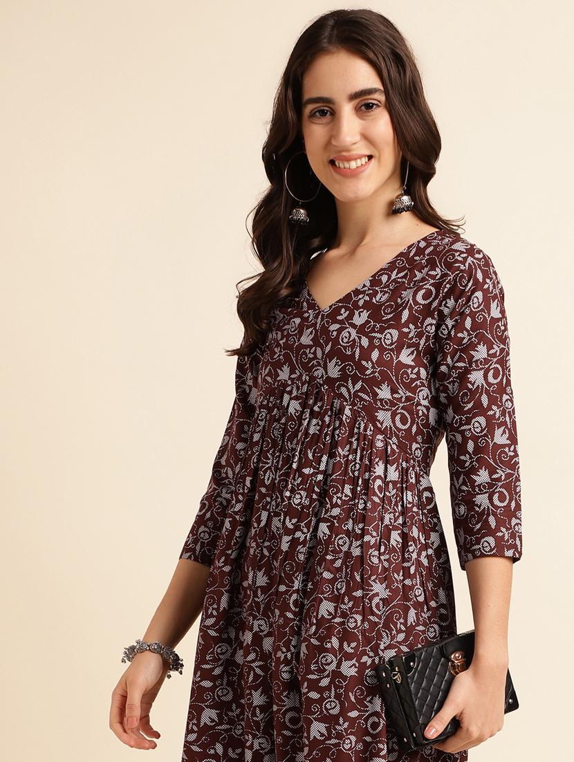 printed rayon flared dress - 19337188 - Zoom Image - 5