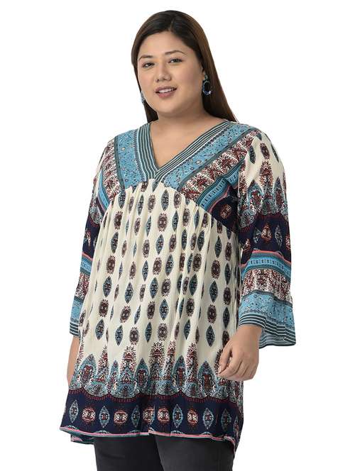 multi colored printed long sleeve tunic - 19343078 - Very Small Image - 1