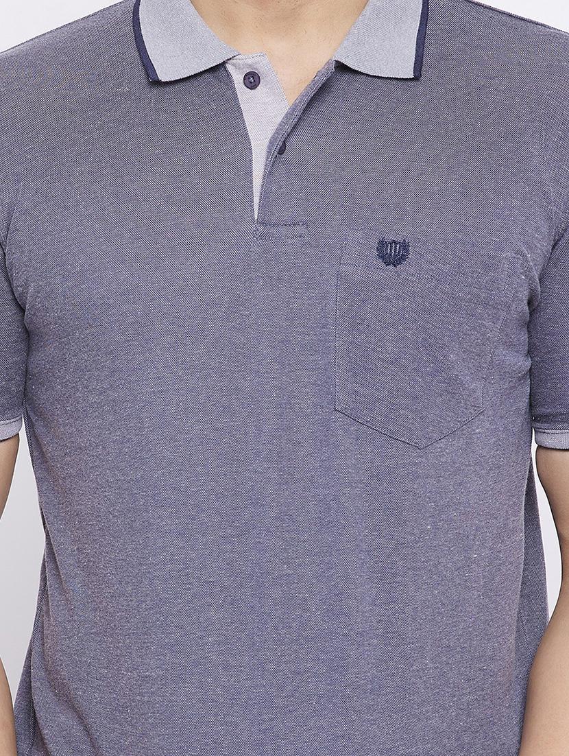 men blue slim fit solid short sleeve polo t-shirt - 19344340 - Standard Image - 3