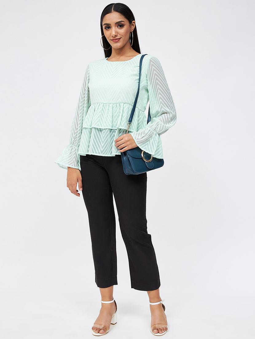 self design chiffon peplum top - 19411703 - Zoom Image - 3