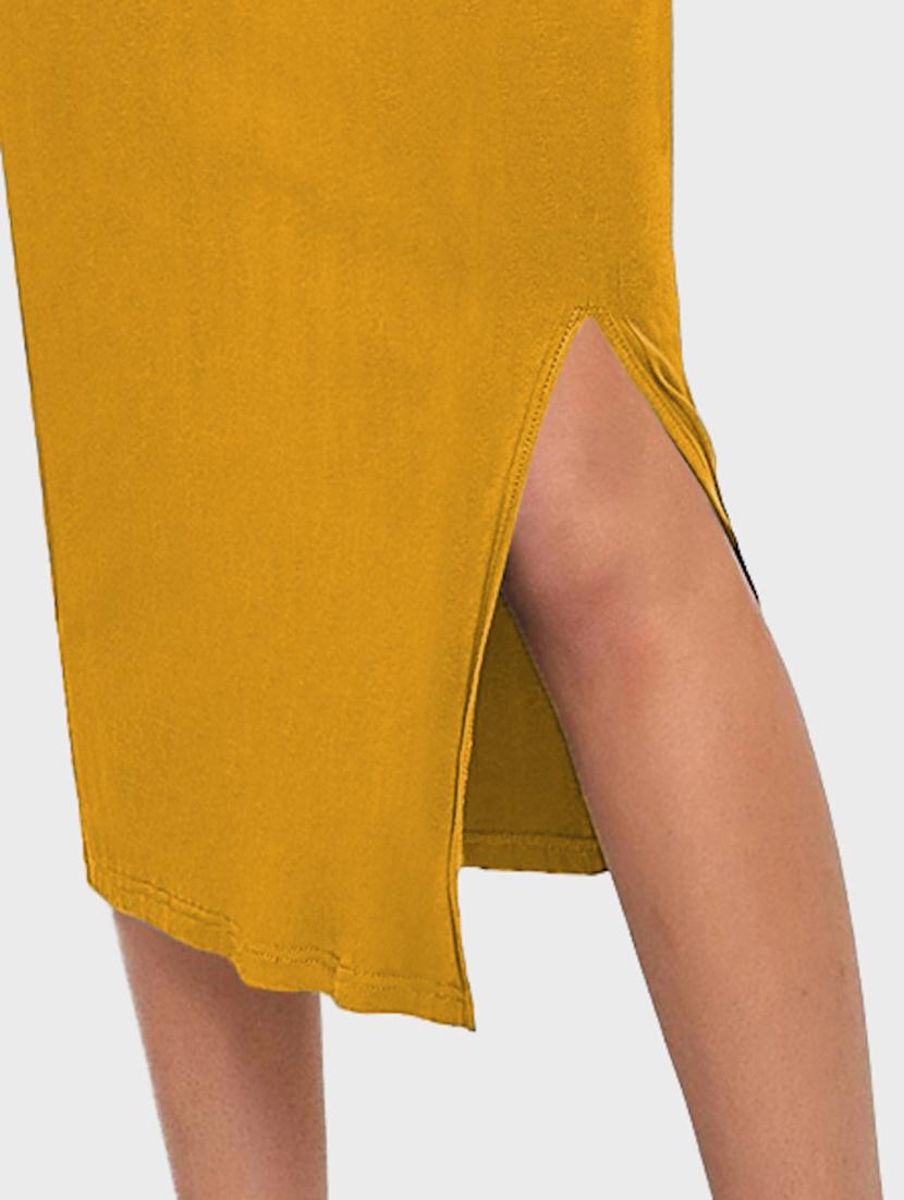 yellow solid side slit skirt - 19414527 - Standard Image - 5