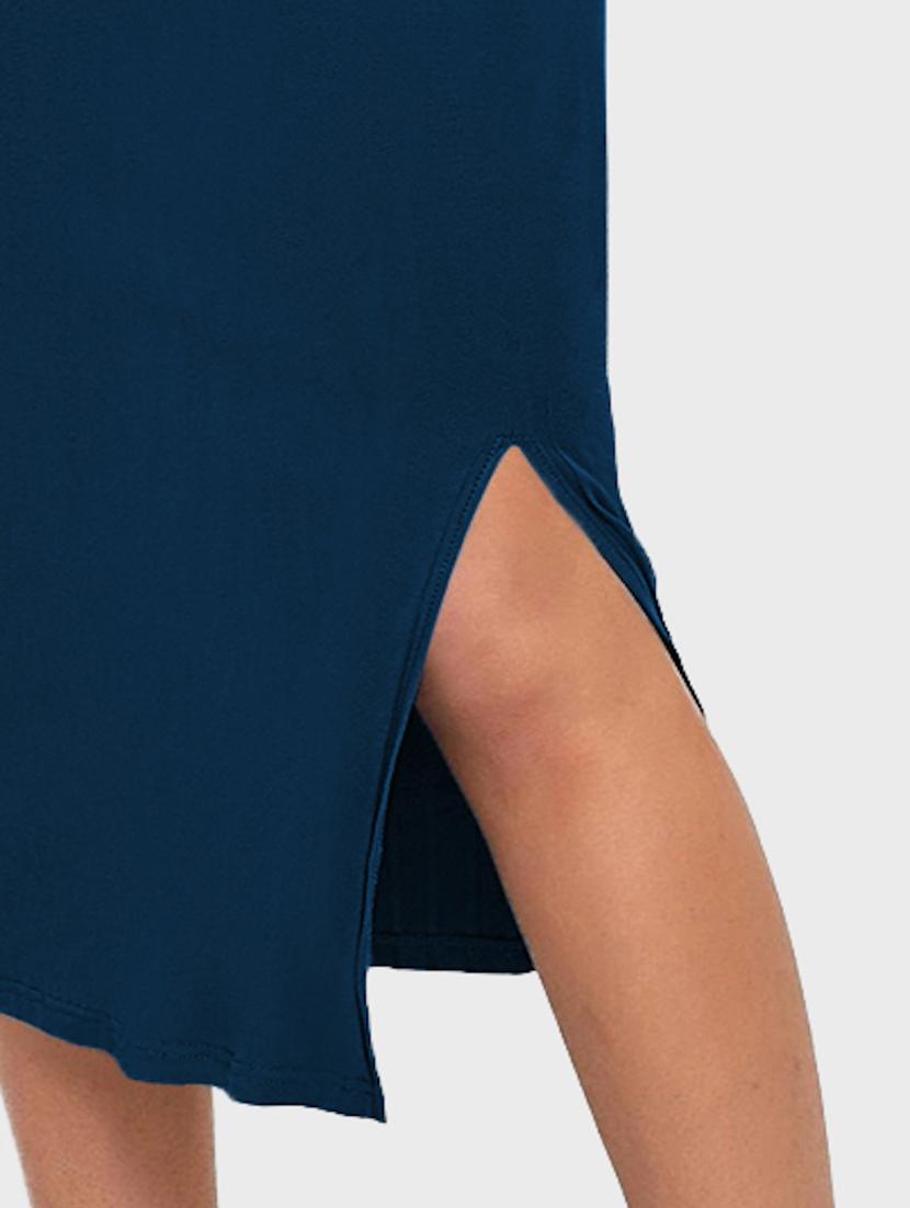 blue solid side slit skirt - 19414529 - Standard Image - 5
